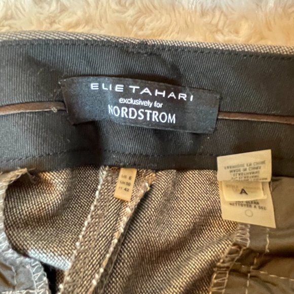 ELIE TAHARI Brown/Beige Wool Stretch Pants - 6 - Picture 5 of 9